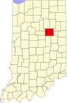 Map of Indiana highlighting Grant County